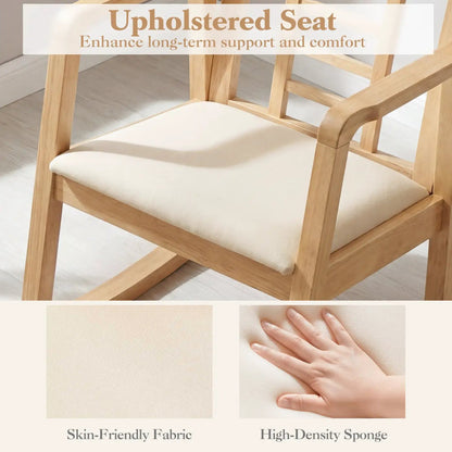 Wooden Rocking Chair with Upholstered Seat