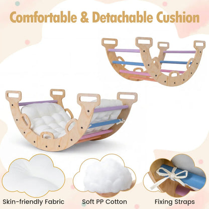 Wooden Rocking Climbing Arch with Cushion 3 in 1