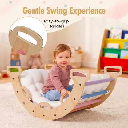 Wooden Rocking Climbing Arch with Cushion 3 in 1