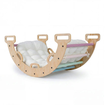 Wooden Rocking Climbing Arch with Cushion 3 in 1