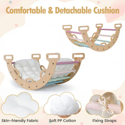 Wooden Rocking Climbing Arch with Cushion 3 in 1
