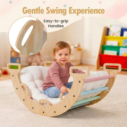 Wooden Rocking Climbing Arch with Cushion 3 in 1