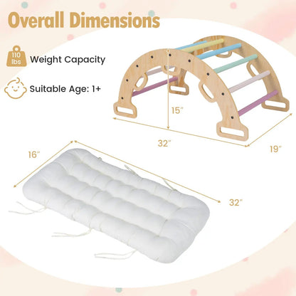 Wooden Rocking Climbing Arch with Cushion 3 in 1