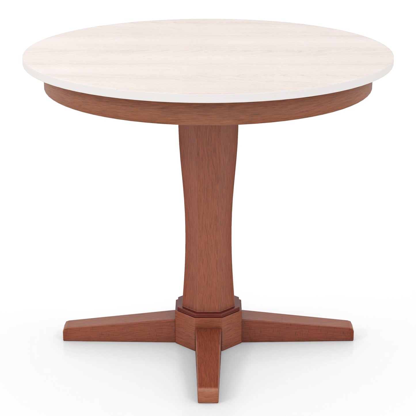 Mesa de comedor redonda de madera de 35 pulgadas con pedestal - Blanca