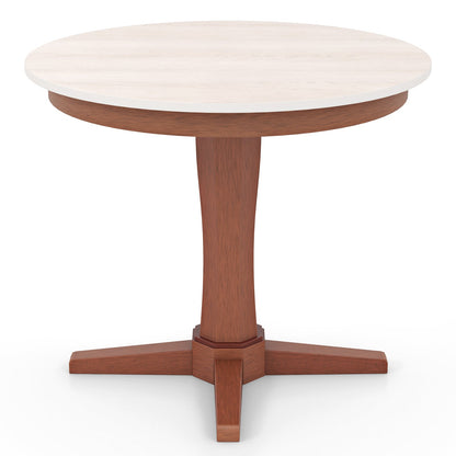 Mesa de comedor redonda de madera de 35 pulgadas con pedestal - Blanca