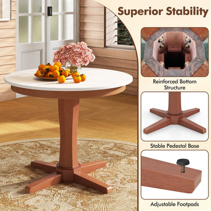 Mesa de comedor redonda de madera de 35 pulgadas con pedestal - Blanca