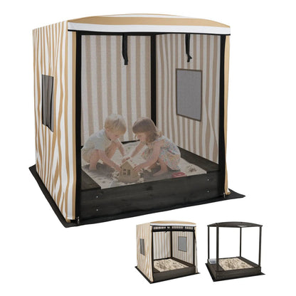 Arenero de Madera con Toldo para Niños de Más de 3 Años-Marrón