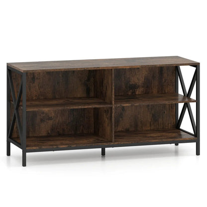 Wooden TV Stand for 55 TV with X Shaped Frame
