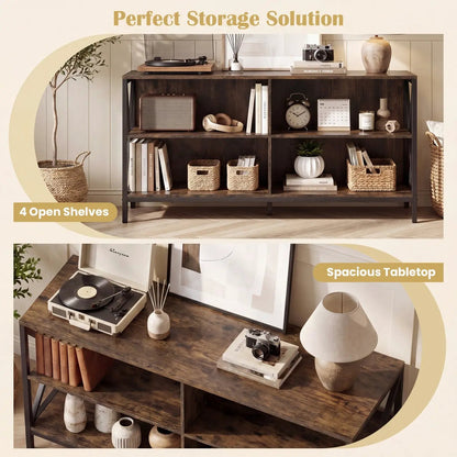 Wooden TV Stand for 55 TV with X Shaped Frame