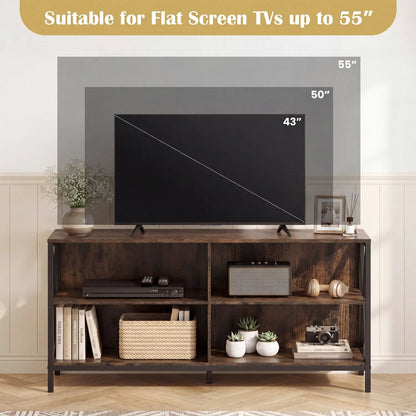 Wooden TV Stand for 55 TV with X Shaped Frame