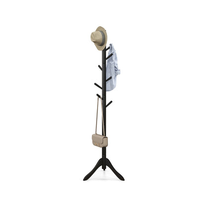 Adjustable Wooden Tree Coat Rack with 8 Hooks-Gray