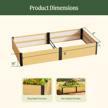 Woodgrain Metal Raised Garden Bed 4'×8'- Evergrove Series - Tampa Home & Garden Store