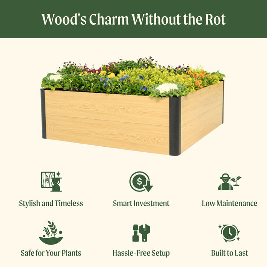 Woodgrain Metal Raised Garden Bed 4'×8'- Evergrove Series - Tampa Home & Garden Store