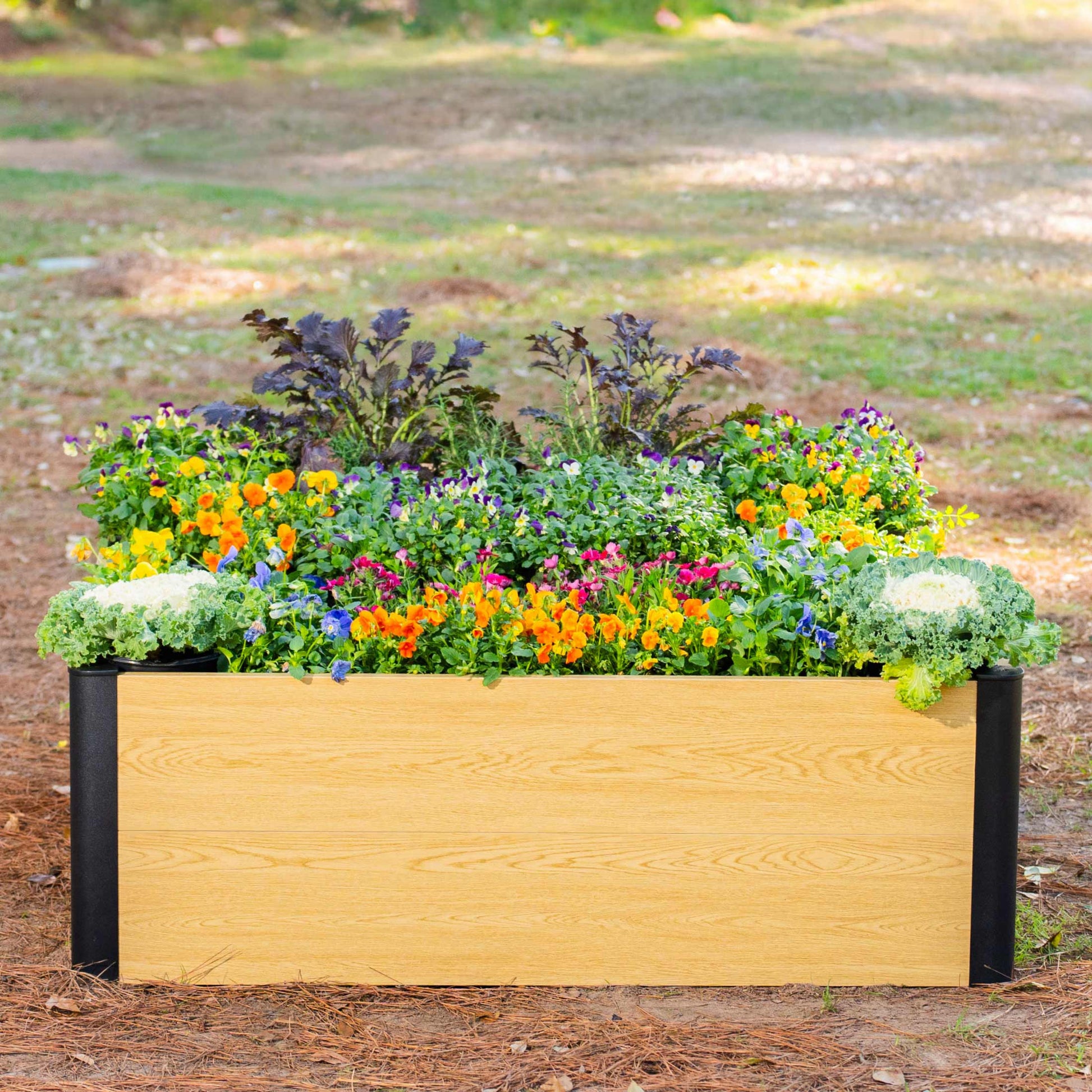Woodgrain Metal Raised Garden Bed 4' x 4' - Evergrove Series - Tampa Home & Garden Store