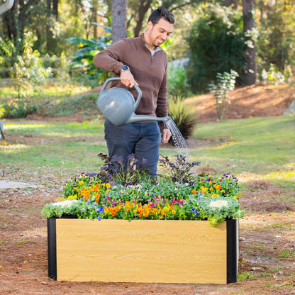 Woodgrain Metal Raised Garden Bed 4' x 4' - Evergrove Series - Tampa Home & Garden Store