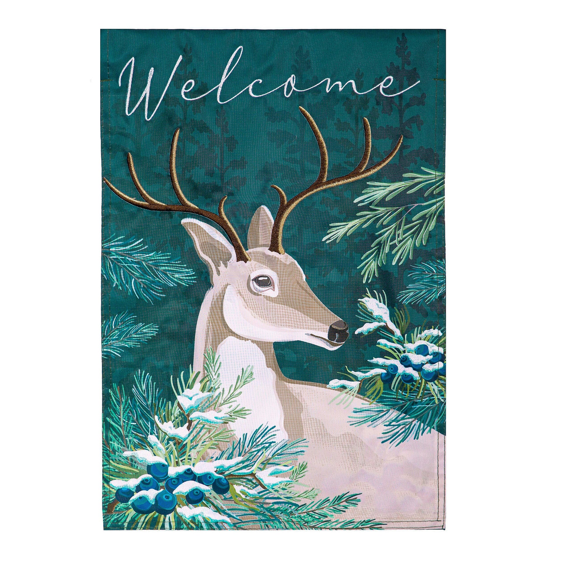 Woodland Deer Welcome Applique House Flag - Tampa Home & Garden Store