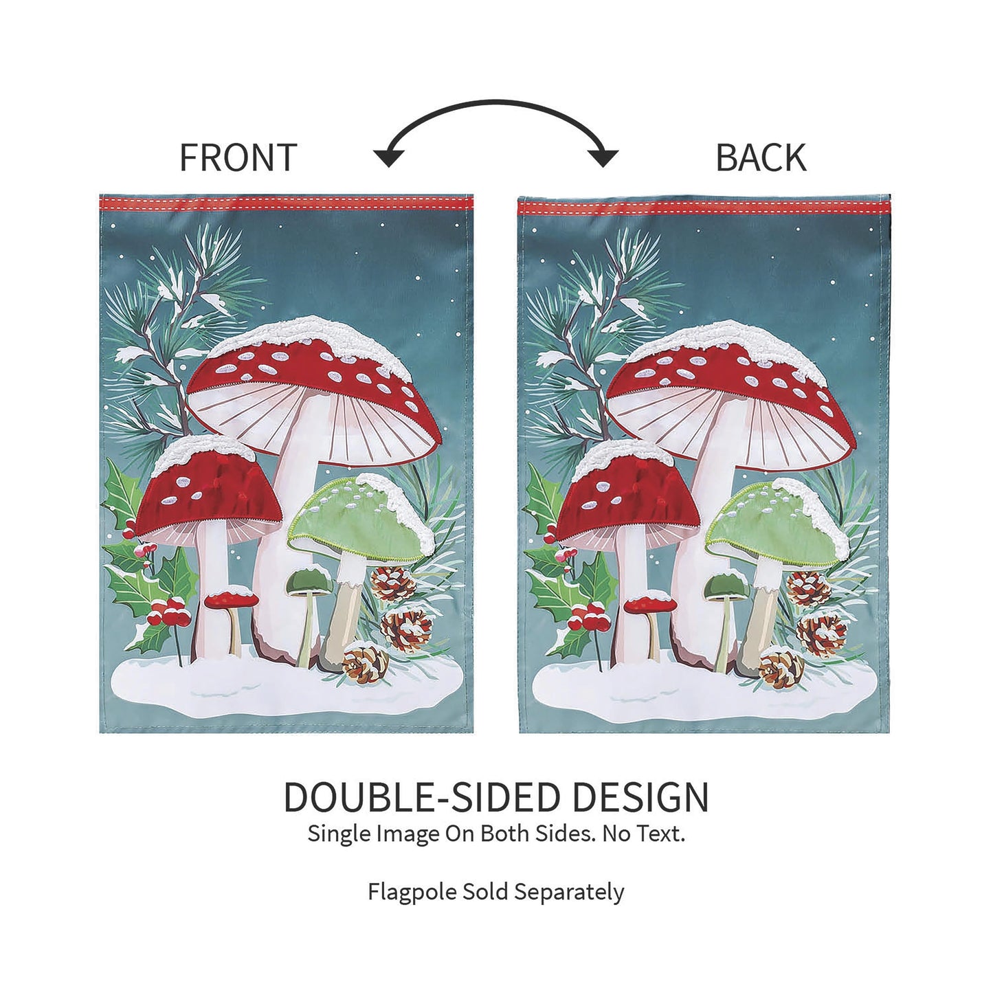 Woodland Winter Mushroom Applique Garden Flag - Tampa Home & Garden Store