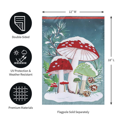 Woodland Winter Mushroom Applique Garden Flag - Tampa Home & Garden Store