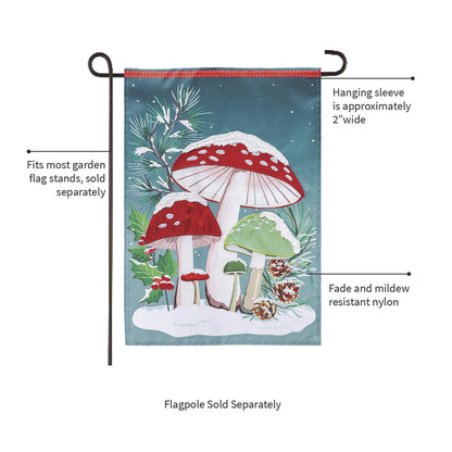 Woodland Winter Mushroom Applique Garden Flag - Tampa Home & Garden Store