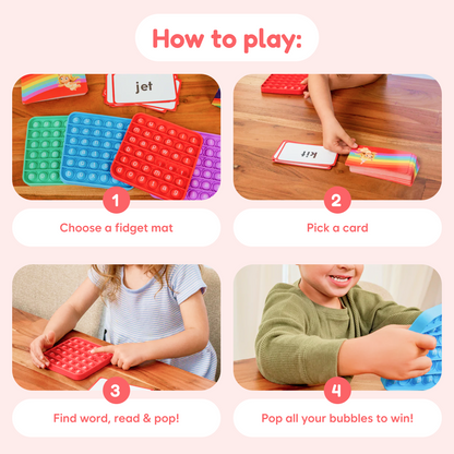 Word Pop + Extra CVC Mats by The Fidget Games, set of pop-it letter mats for reading on Tampa Home & Garden Store