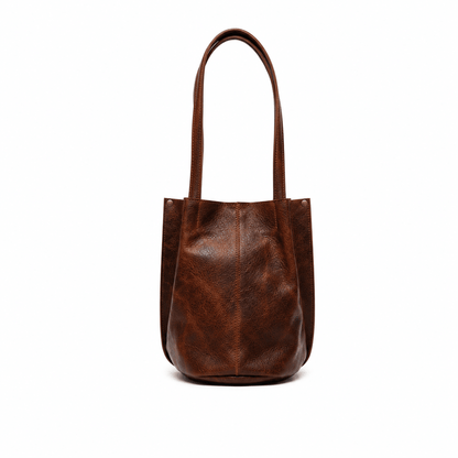 Workshop Bucket Bag by Will Leather Goods, brown leather handbag with dual top handles on Tampa Home & Garden Store