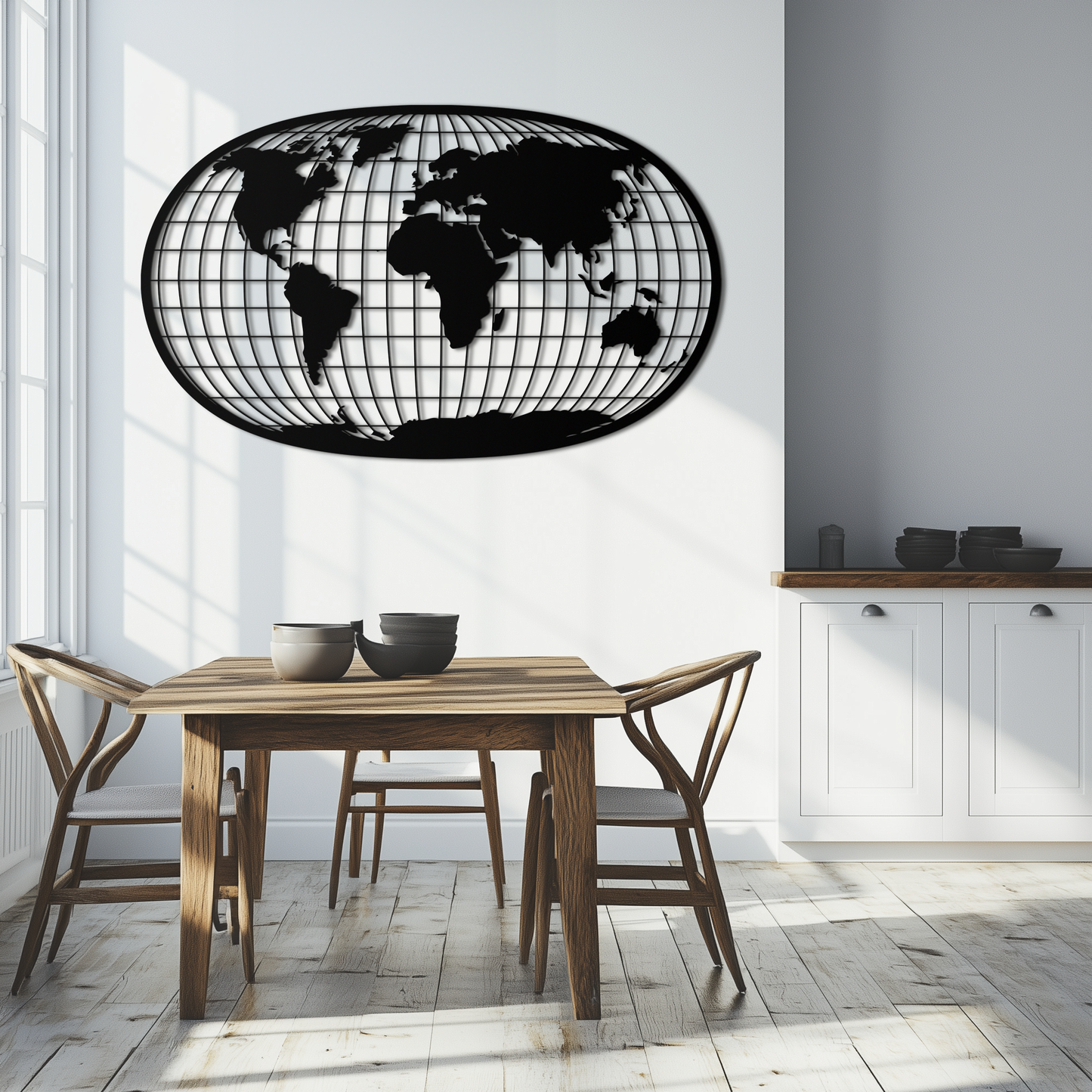 World Map Metal Wall Art - Globe Projection Steel Wall Decor - KAF103 - Tampa Home & Garden Store