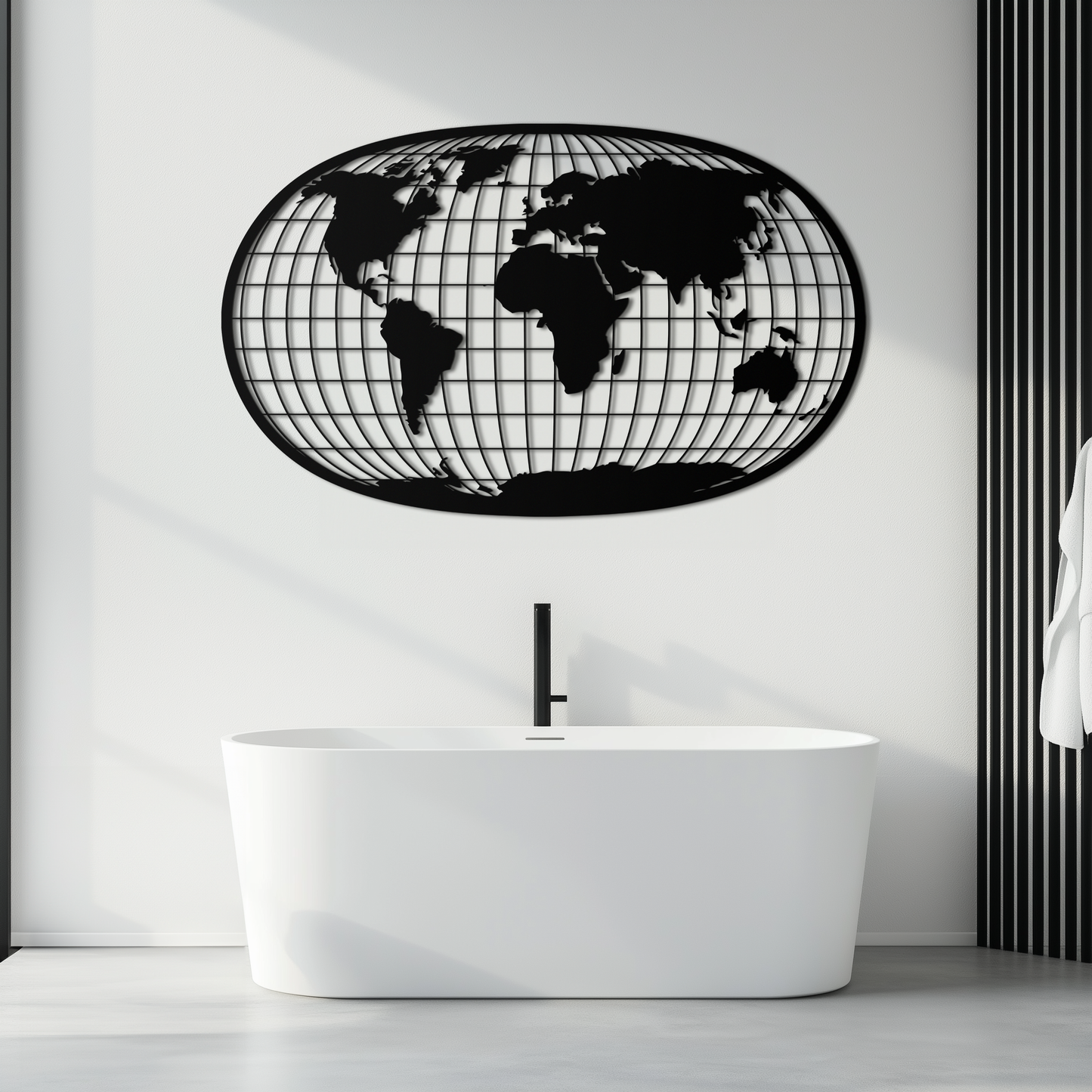 World Map Metal Wall Art - Globe Projection Steel Wall Decor - KAF103 - Tampa Home & Garden Store