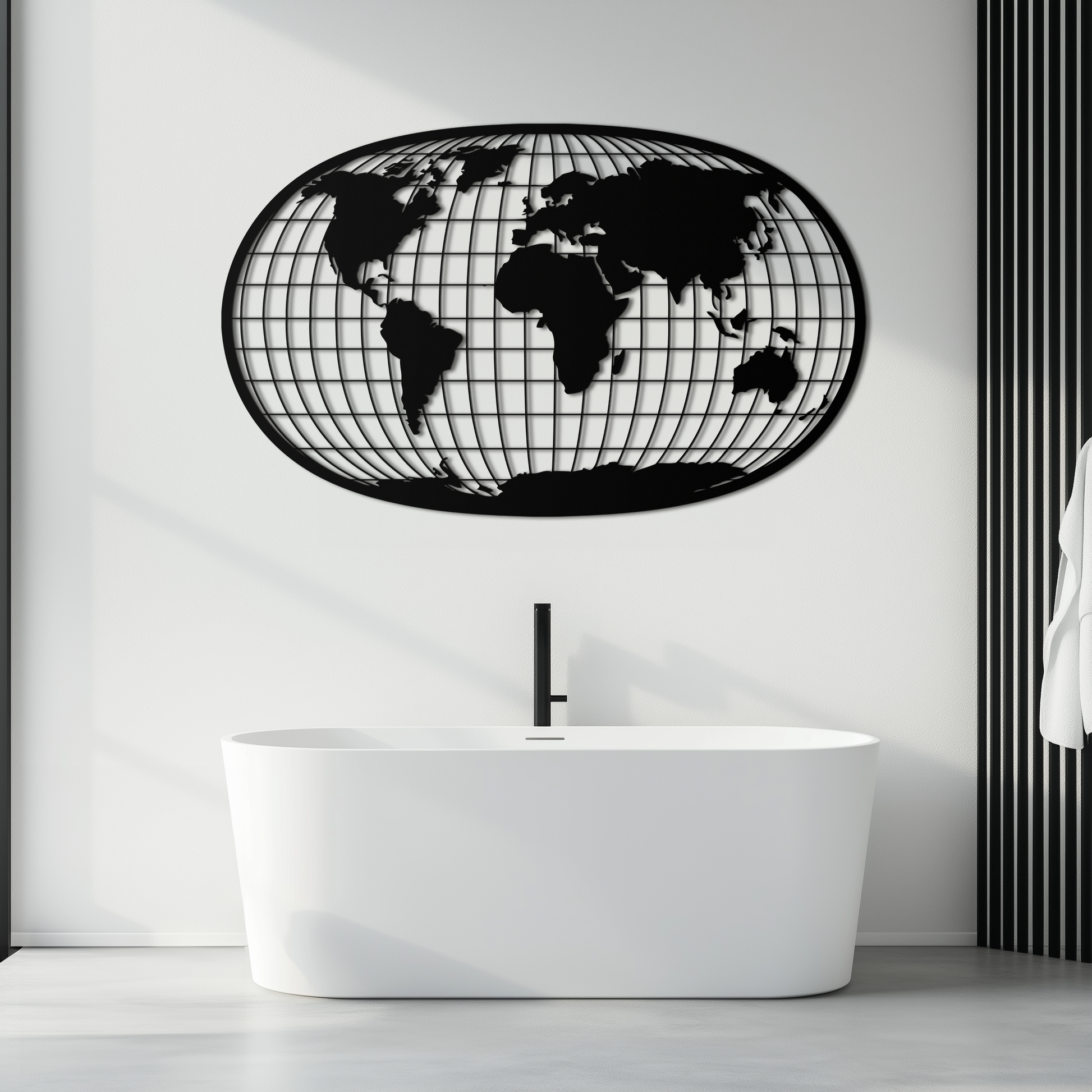 World Map Metal Wall Art - Globe Projection Steel Wall Decor - KAF103 - Tampa Home & Garden Store