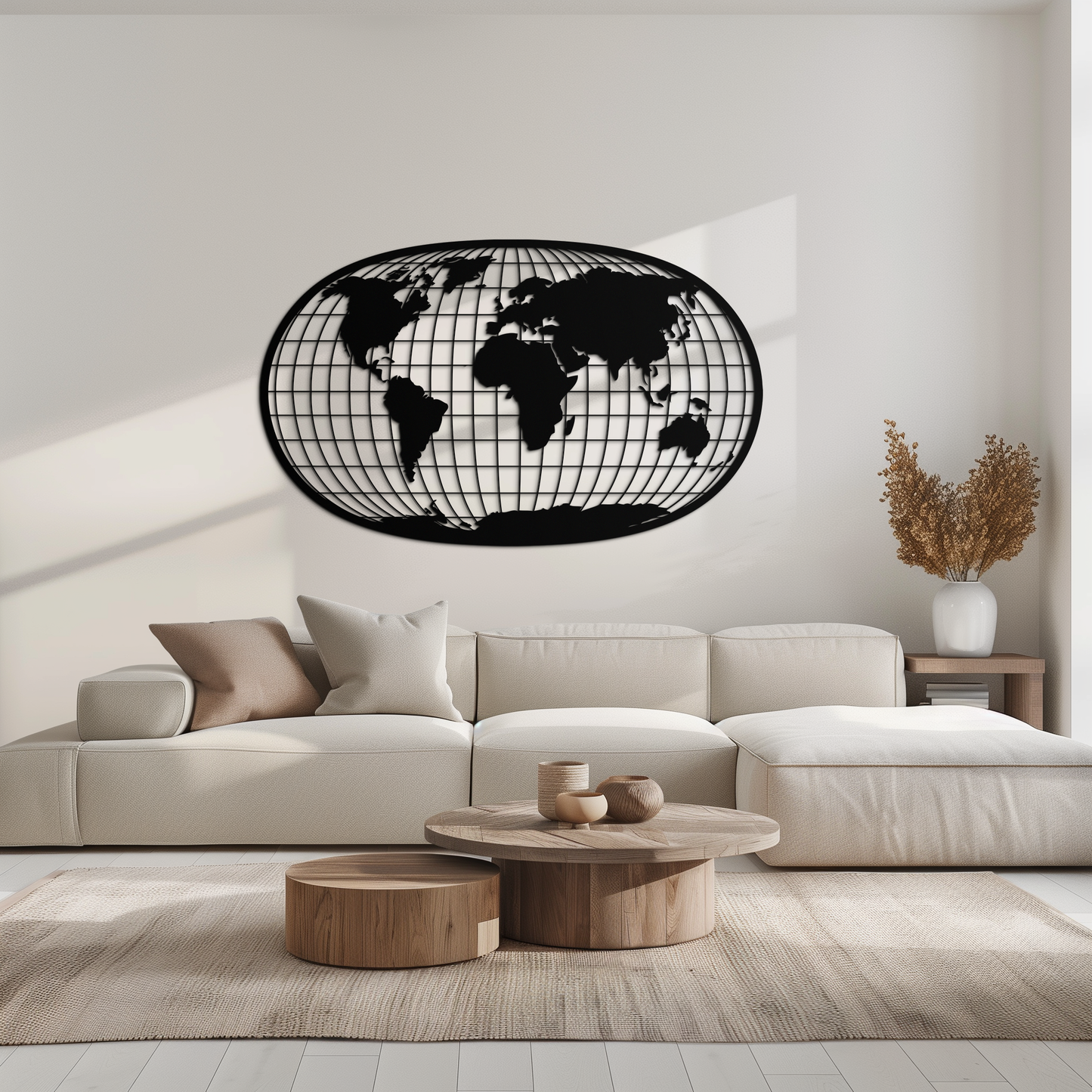 World Map Metal Wall Art - Globe Projection Steel Wall Decor - KAF103 - Tampa Home & Garden Store