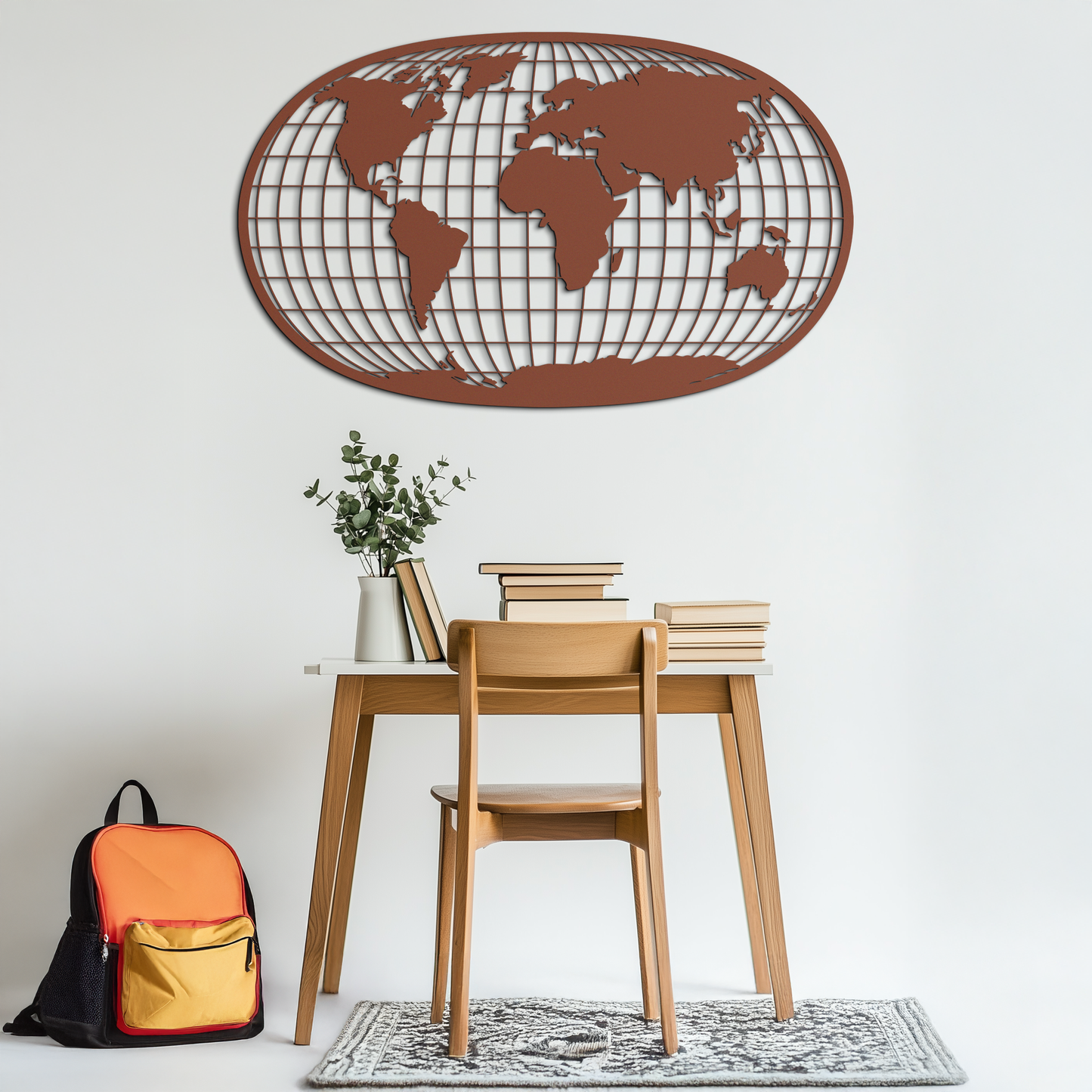 World Map Metal Wall Art - Globe Projection Steel Wall Decor - KAF103 - Tampa Home & Garden Store