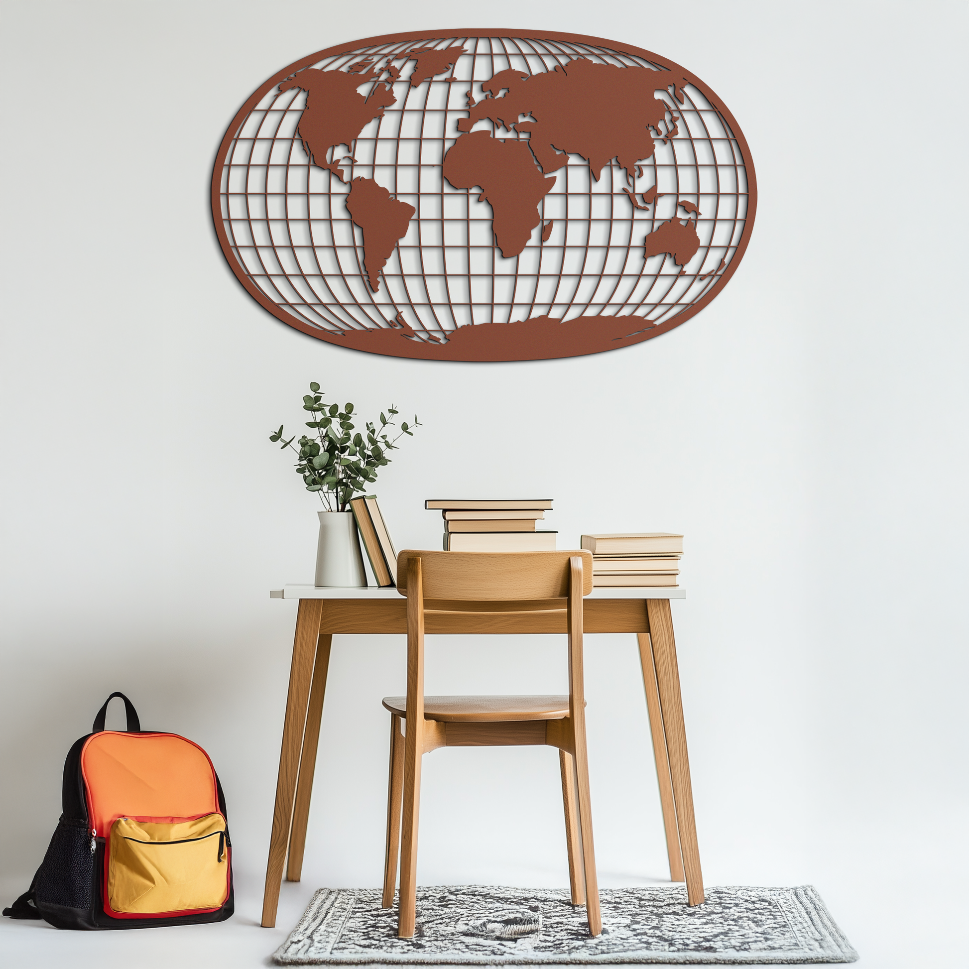 World Map Metal Wall Art - Globe Projection Steel Wall Decor - KAF103 - Tampa Home & Garden Store