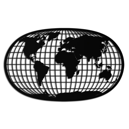 World Map Metal Wall Art - Globe Projection Steel Wall Decor - KAF103 - Tampa Home & Garden Store