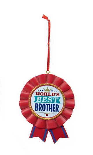 Worlds Best Brother Ribbon  Ornament - Tampa Home & Garden Store