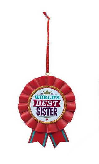 Worlds Best Sister Ribbon - Ornament - Tampa Home & Garden Store
