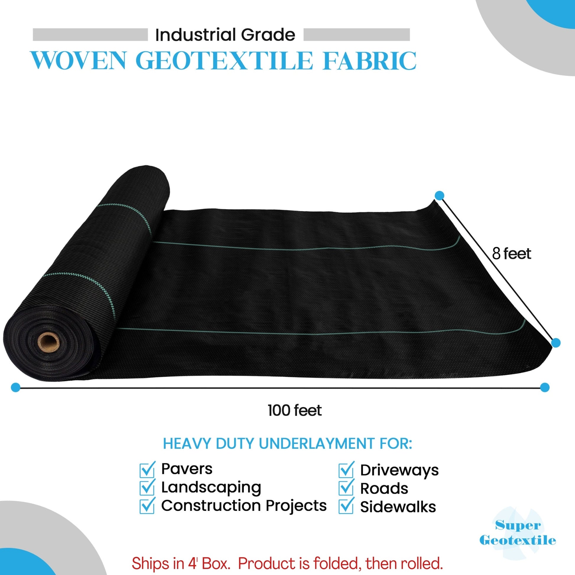 Woven Geotextile, Commercial Grade Driveway and Road Fabric for Separation and Stabilization - Heavy Duty Underlayment - 50 Year Fabric - Tampa Home & Garden Store