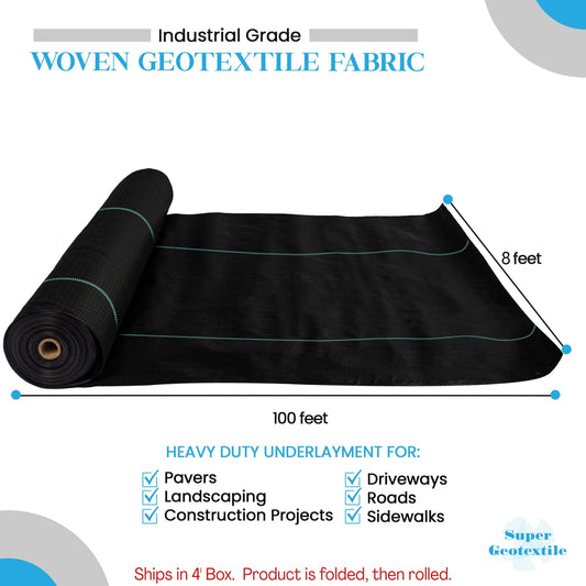 Woven Geotextile, Commercial Grade Driveway and Road Fabric for Separation and Stabilization - Heavy Duty Underlayment - 50 Year Fabric - Tampa Home & Garden Store