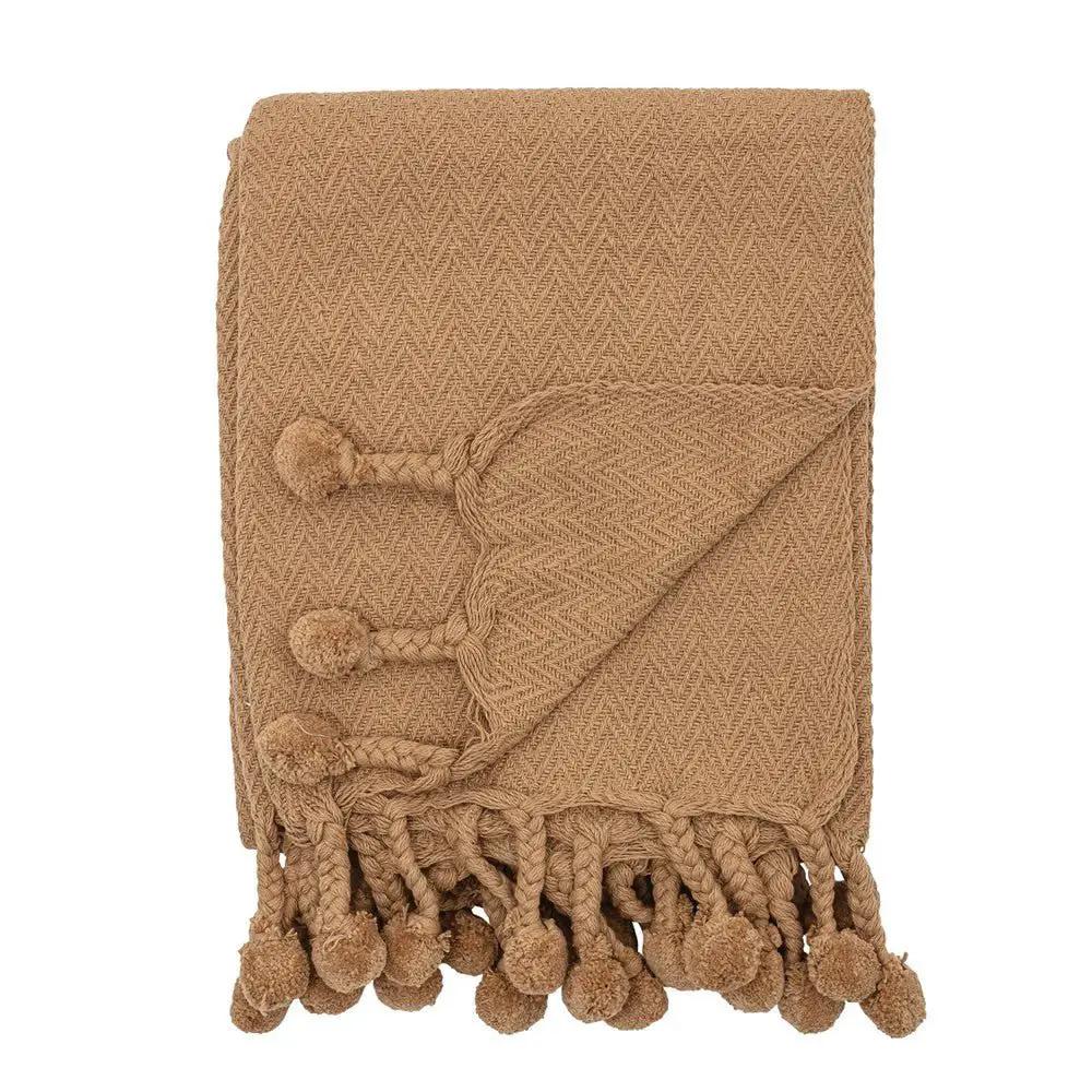 Woven Pom Pom Fringed Throw Blanket (2 Colors) - Tampa Home & Garden Store