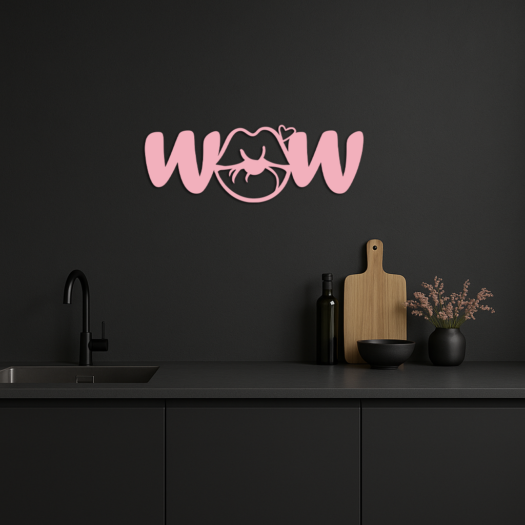 Wow Face Expression Metal Wall Art – Modern Typography Design - KAFGP113 - Tampa Home & Garden Store