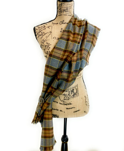 Wrap Size Scarf - Outlander Clan Fraser Inspired Gray, Brown, Yellow, and Red Cotton Flannel - Tampa Home & Garden Store