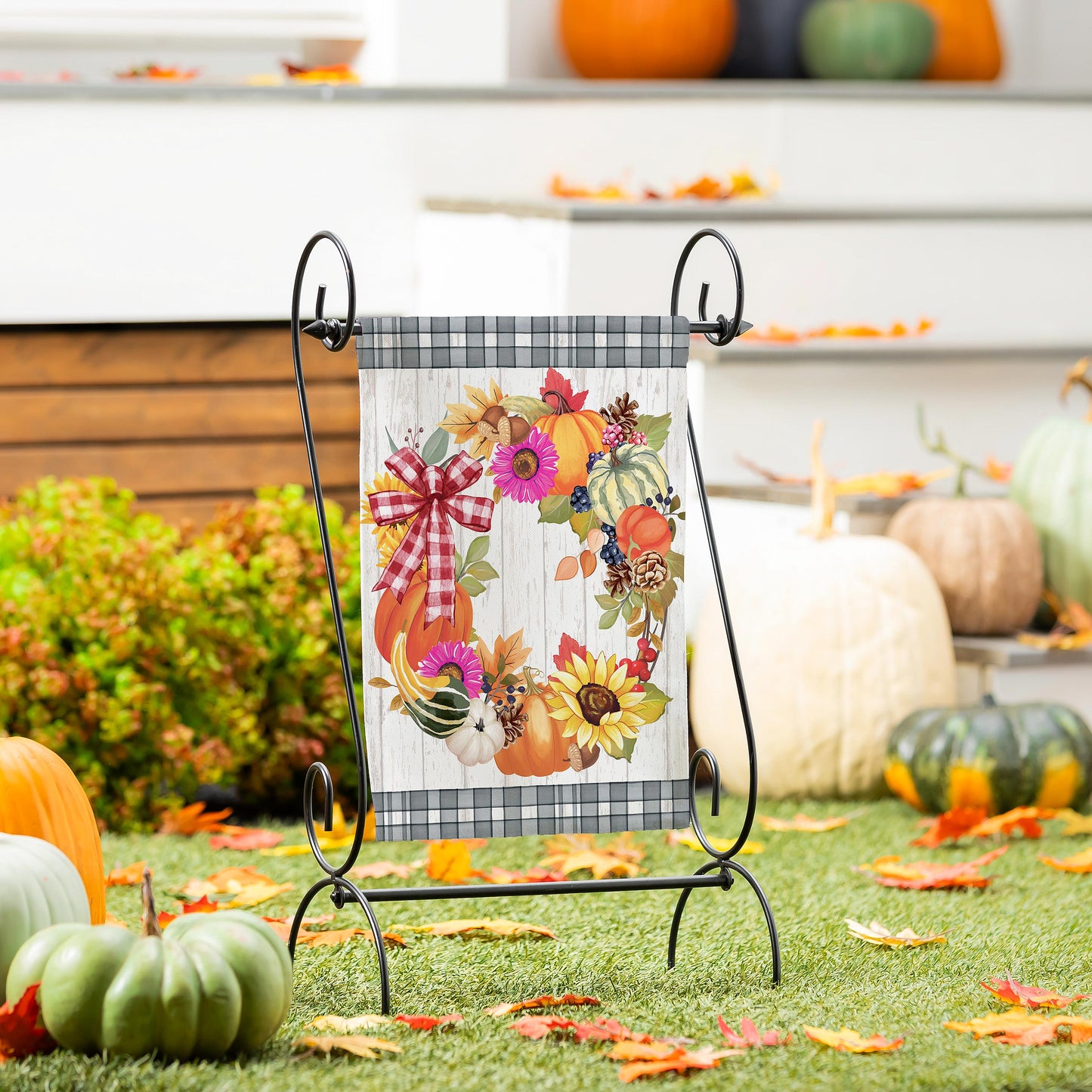 Wreath Of Gourds Applique Garden Flag - Tampa Home & Garden Store