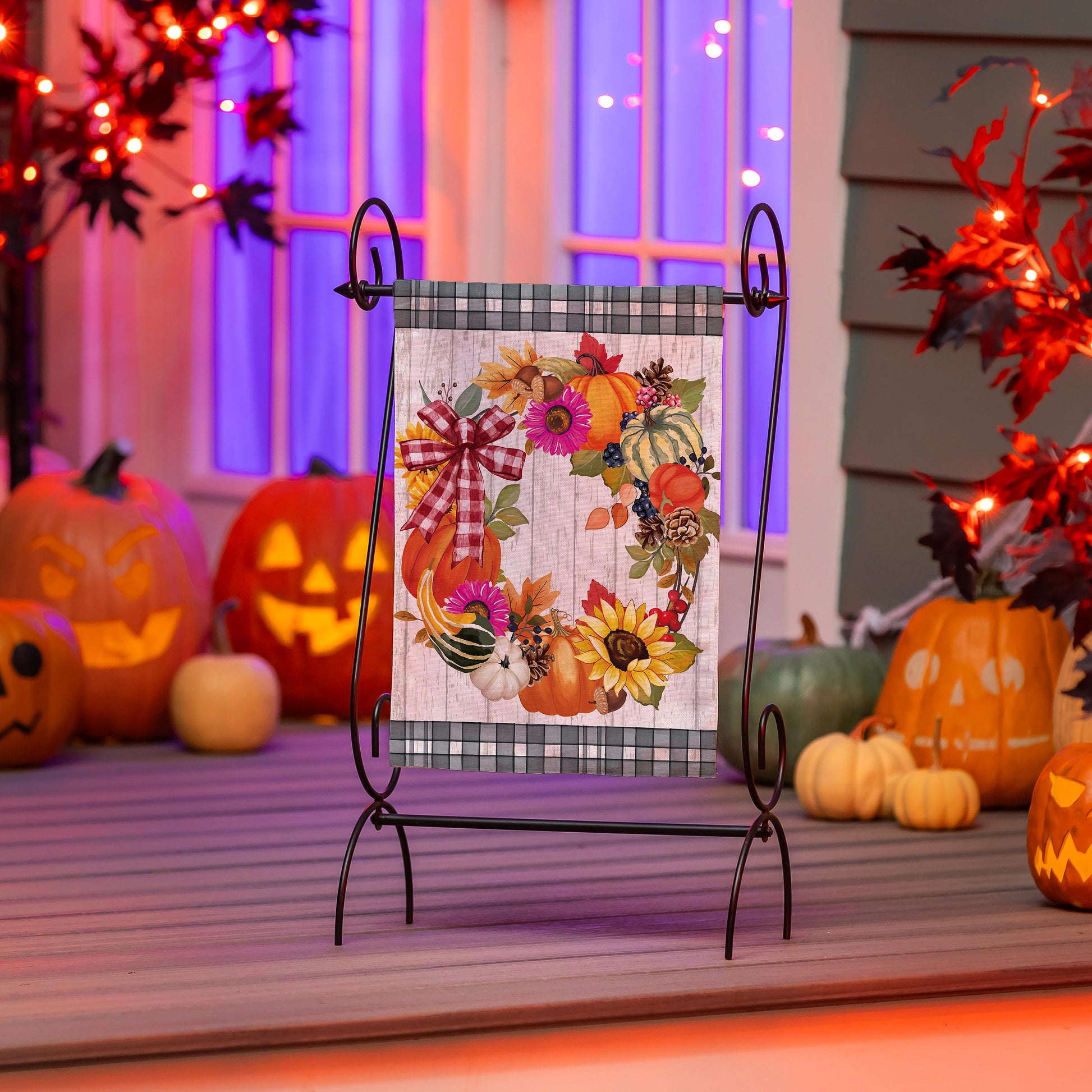 Wreath Of Gourds Applique Garden Flag - Tampa Home & Garden Store