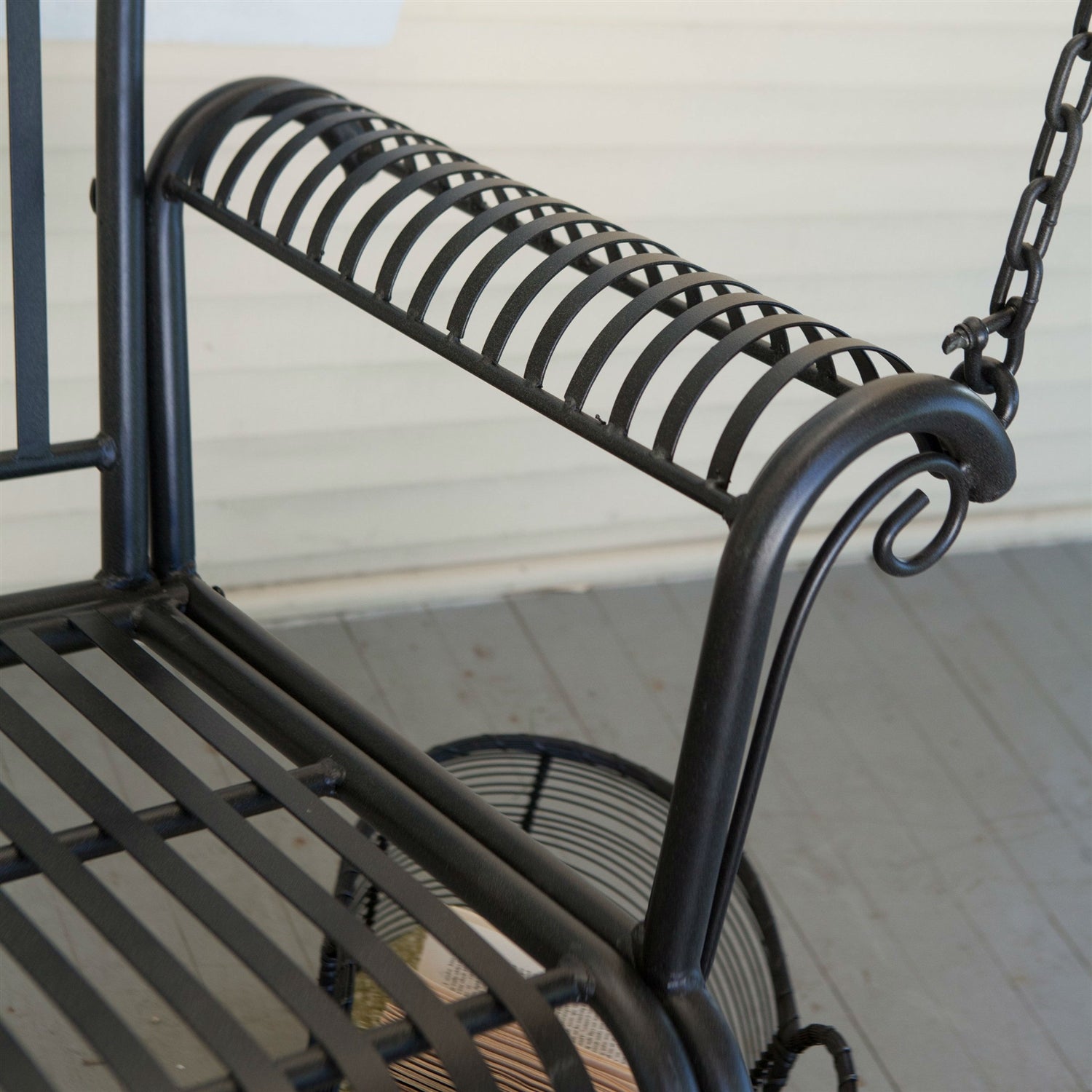 Wrought Iron Outdoor Patio 4-Ft Porch Swing in Black - Tampa Home & Garden Store