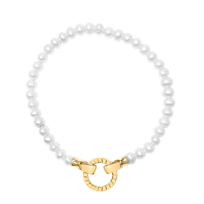 Pearl tennis bracelet with 18K yellow gold vermeil infinity lock by Bids.com on Tampa Home & Garden Store