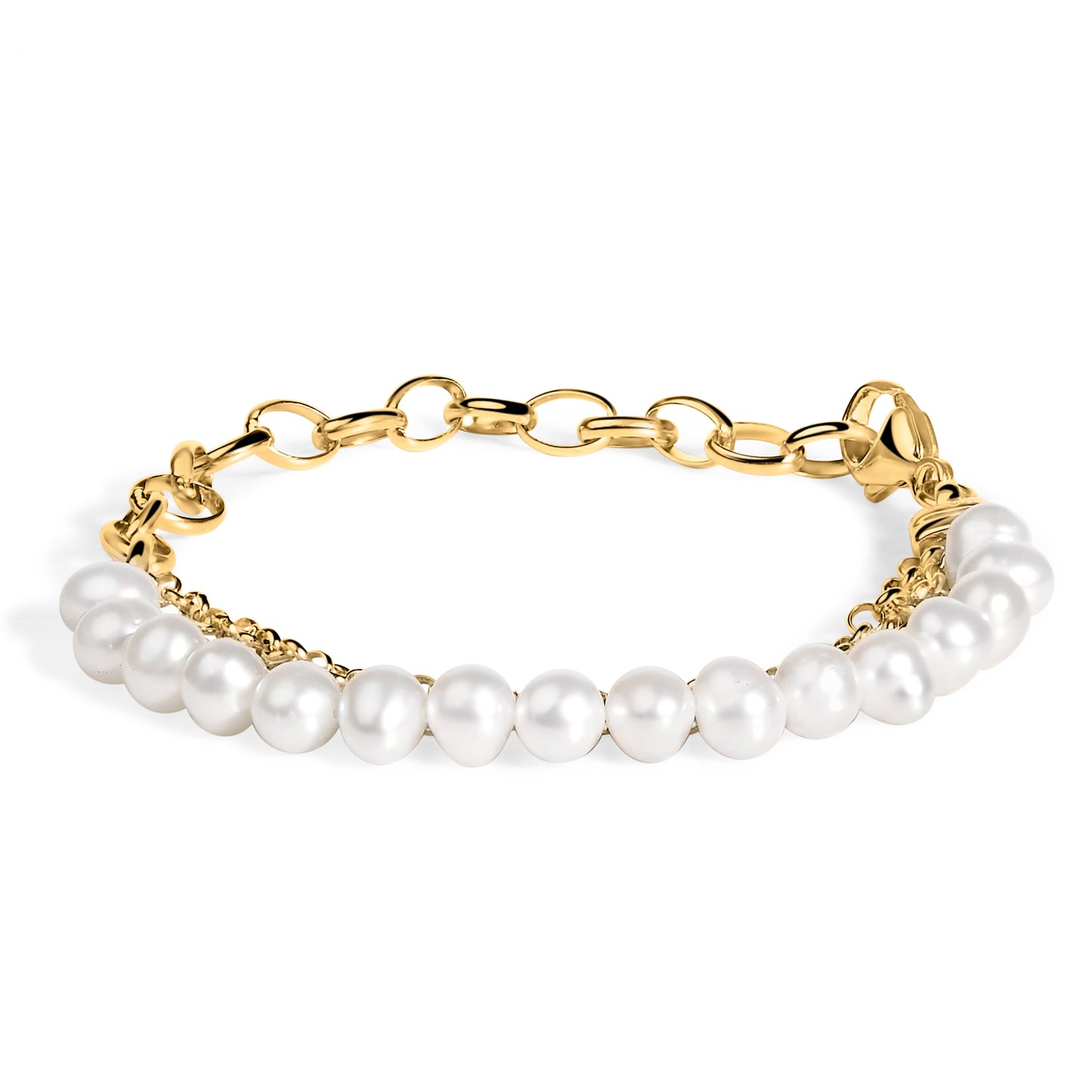 18K yellow gold vermeil cultured pearl station link bracelet by Bids.com on Tampa Home & Garden Store