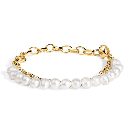 18K yellow gold vermeil cultured pearl station link bracelet by Bids.com on Tampa Home & Garden Store