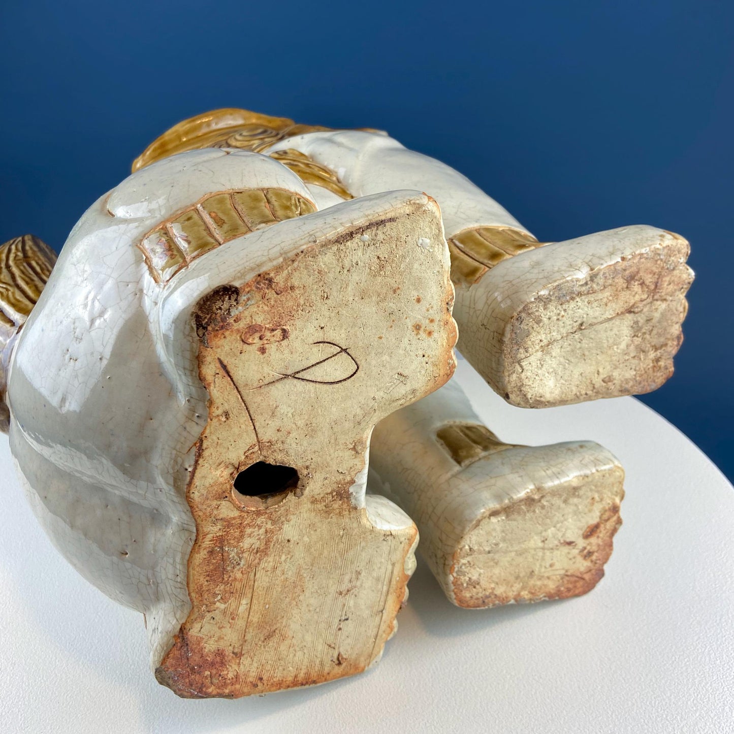 XL Chinese Style Guardian Foo Dog. Glazed Gold & Beige Standing Statue of Animal. Symbolic of Protection. Ethnic Home Art Decor. - Tampa Home & Garden Store