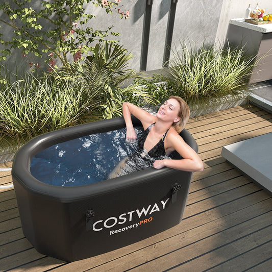 XL 129 Gal Oval Ice Bath Tub with Cover and Hand Pump for Athletes - Tampa Home & Garden Store