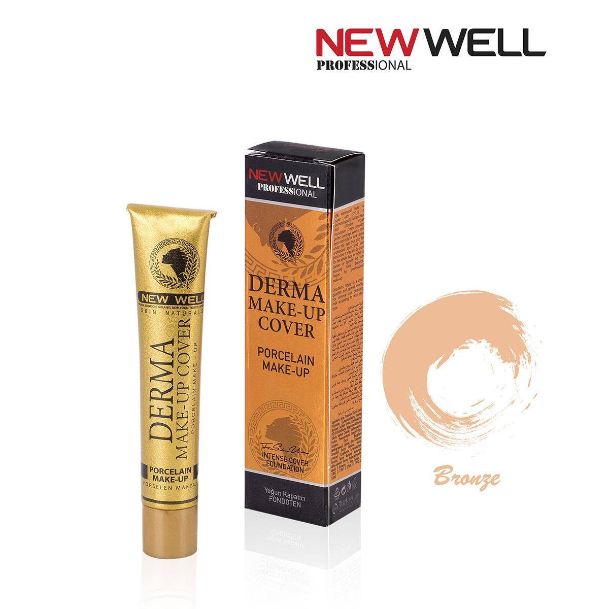 New Well Derma Cover Foundation bronze; gold tube beside box with logo by Beauty Care Bag on Tampa Home & Garden Store