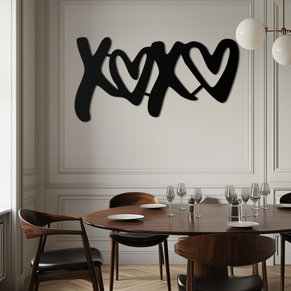 XOXO Love Hearts Metal Wall Art – Modern Romantic Black Home Decor- KAF567 - Tampa Home & Garden Store