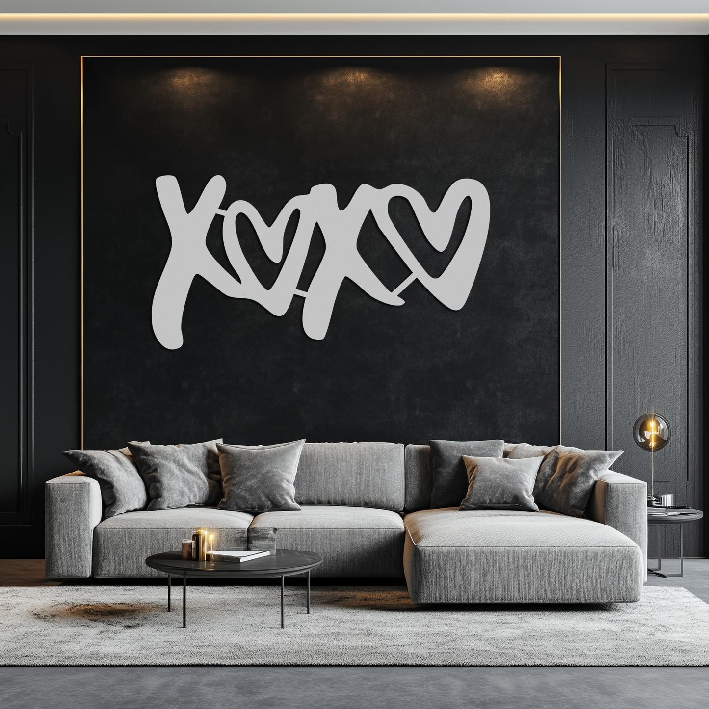 XOXO Love Hearts Metal Wall Art – Modern Romantic Black Home Decor- KAF567 - Tampa Home & Garden Store